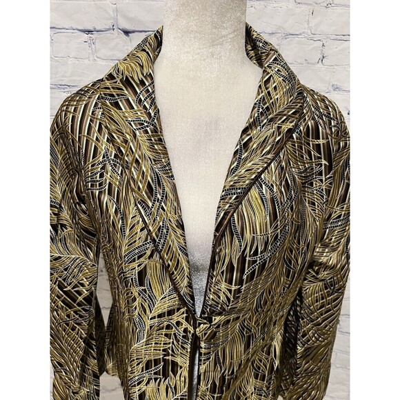 The DragonFly Shop Metallic Gold And Black One Button Blazer Jacket Size XL - Picture 2 of 7